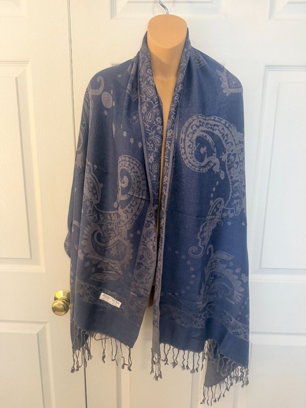 NWT American Bears Pashmina Shawl Wrap Scarf Blue Paisley